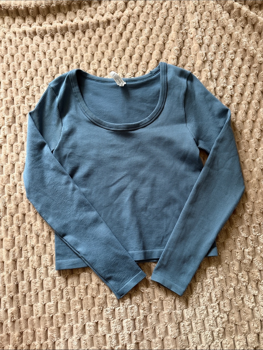 Two 90 Degree Ribbed Scoop Neck Tops (Light Gray & Dusty Blue) - Picture 5 of 11